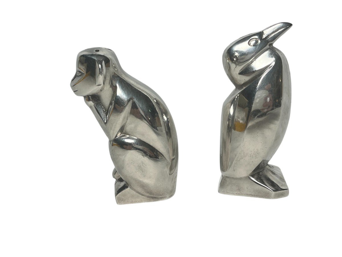 Art Deco, Pair Of Christofle Gallia Salt And Pepper Shakers Circa 1930-photo-8