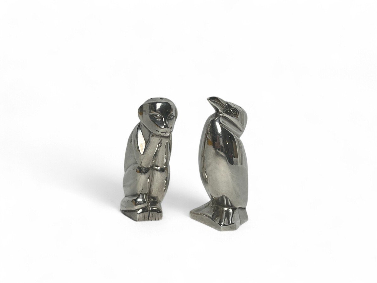 Art Deco, Pair Of Christofle Gallia Salt And Pepper Shakers Circa 1930