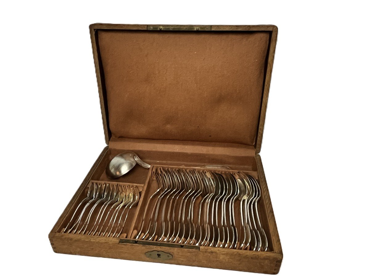 Silverware, 37-piece Silver-plated Metal Cutlery Set, 20th Century