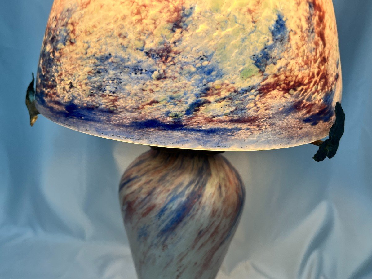 Art Nouveau, Mushroom Lamp Le Verre Français Schneider Circa 1920-photo-3