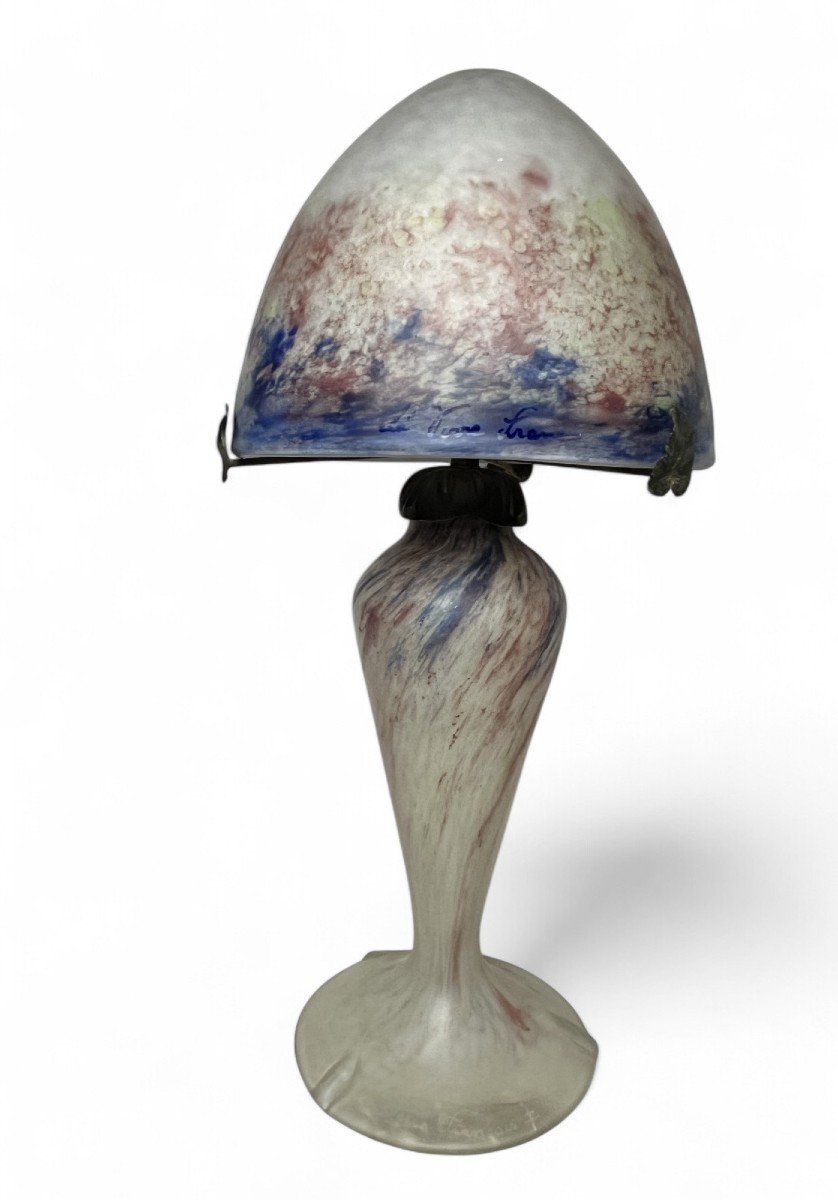 Art Nouveau, Mushroom Lamp Le Verre Français Schneider Circa 1920-photo-4