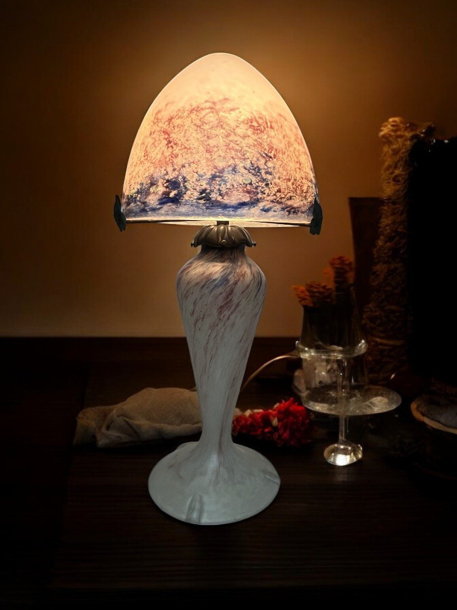 Art Nouveau, Mushroom Lamp Le Verre Français Schneider Circa 1920