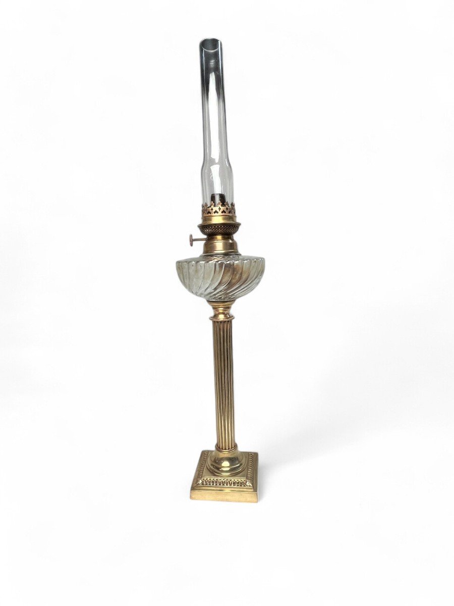 Important Napoleon III Bronze And Glass Oil Lamp, Late 19th Century-photo-3