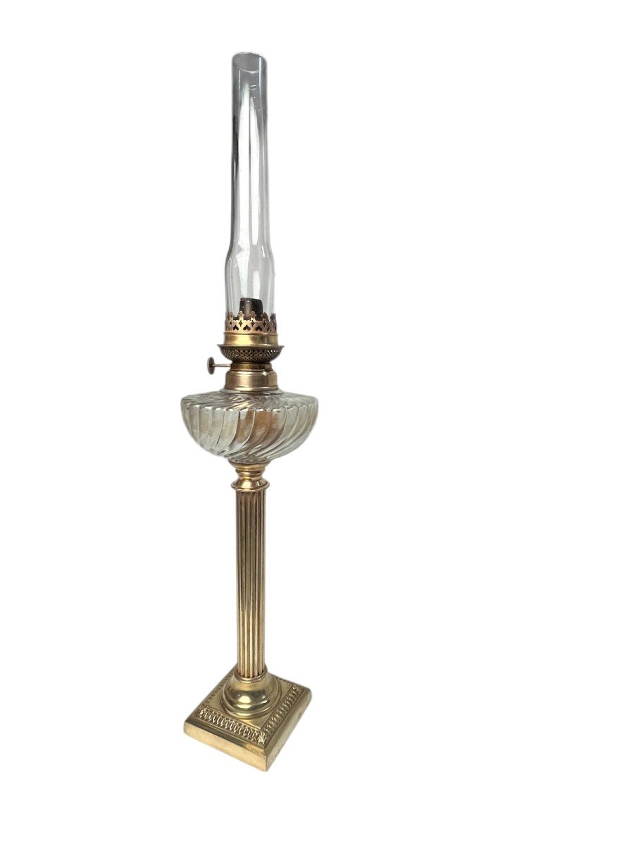 Important Napoleon III Bronze And Glass Oil Lamp, Late 19th Century-photo-1