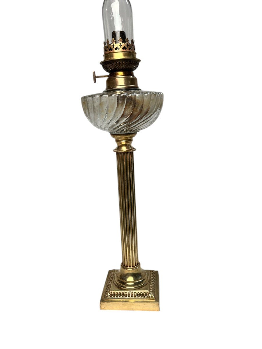 Important Napoleon III Bronze And Glass Oil Lamp, Late 19th Century-photo-2