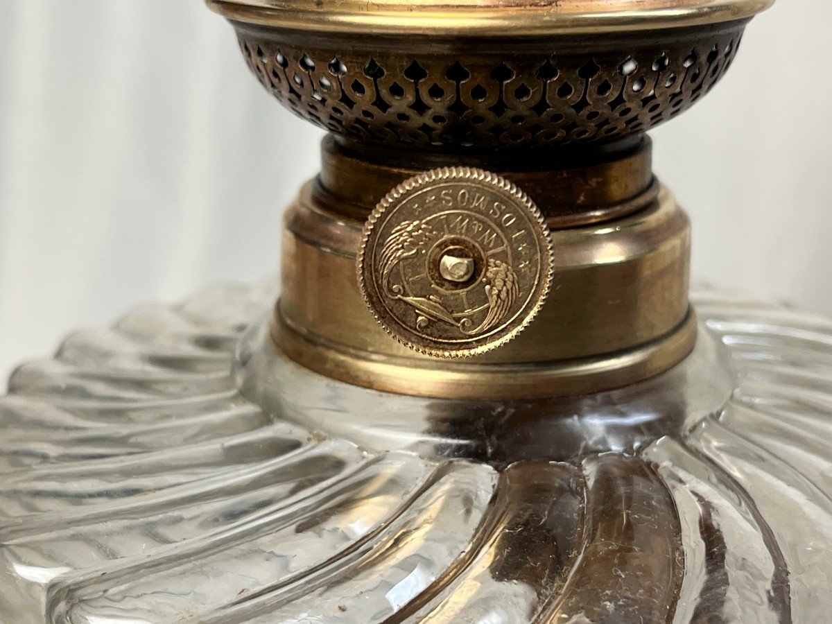 Important Napoleon III Bronze And Glass Oil Lamp, Late 19th Century-photo-3