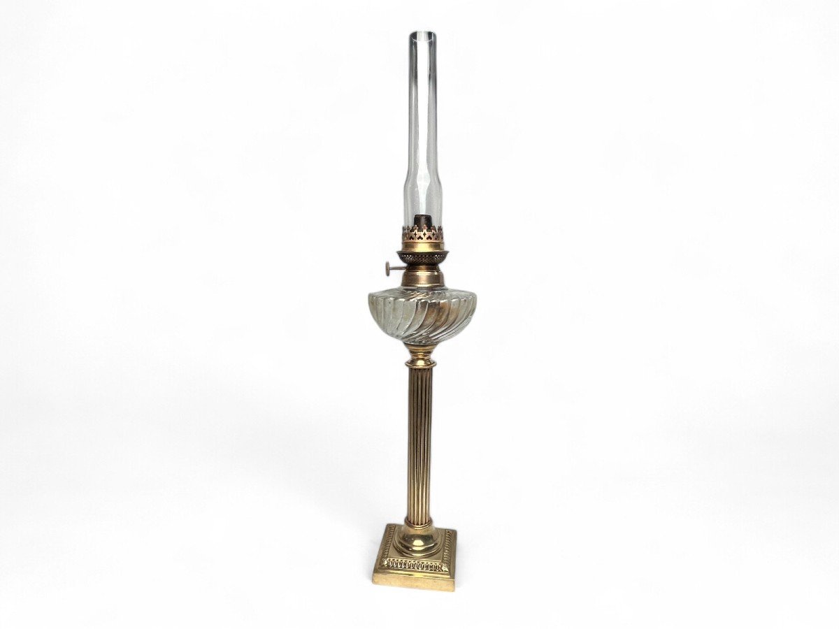 Important Napoleon III Bronze And Glass Oil Lamp, Late 19th Century