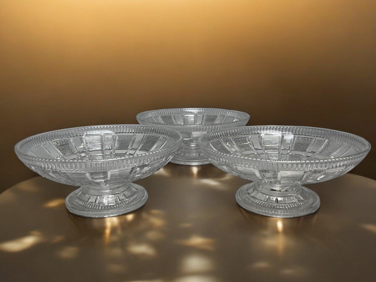 Art Deco, Set Of 4 Baccarat Crystal Fruit Bowls, Early 20th Century-photo-2