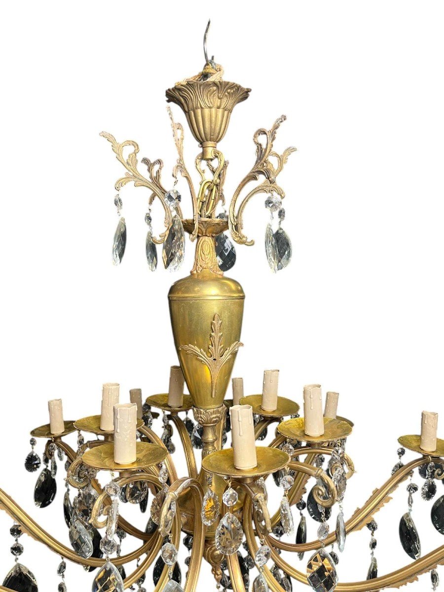 Napoleon III Chandelier Bronze Brass Crystal 18 Lights Late 19th Century-photo-2