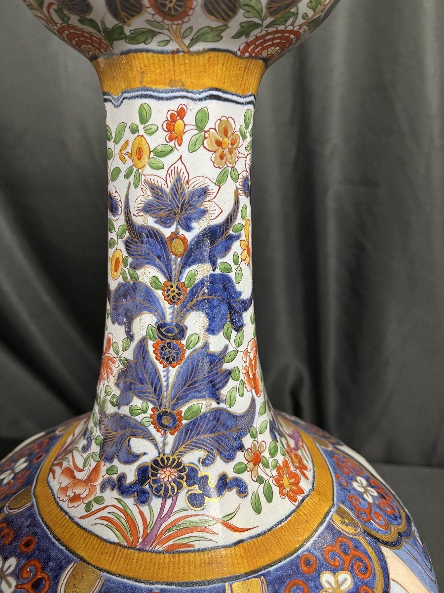 Delft, Important Vase With Cut Sides, Glazed Earthenware, 19th Century -photo-2