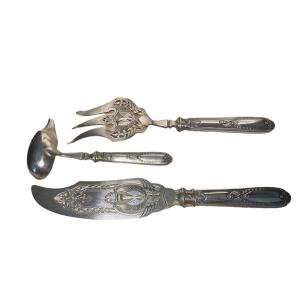 Silverware, Three-piece Fish Service Empire Style Early 20th Century