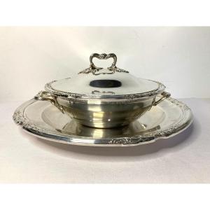 Boulenger Vegetable Dish And Silver Metal Display Stand Late 19th Century
