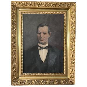 French School Hst Portrait Man Framed Late 19th Century