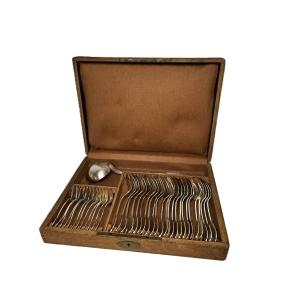 Silverware, 37-piece Silver-plated Metal Cutlery Set, 20th Century