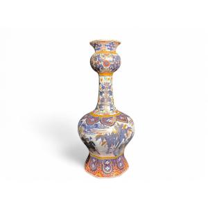 Delft, Important Vase With Cut Sides, Glazed Earthenware, 19th Century 