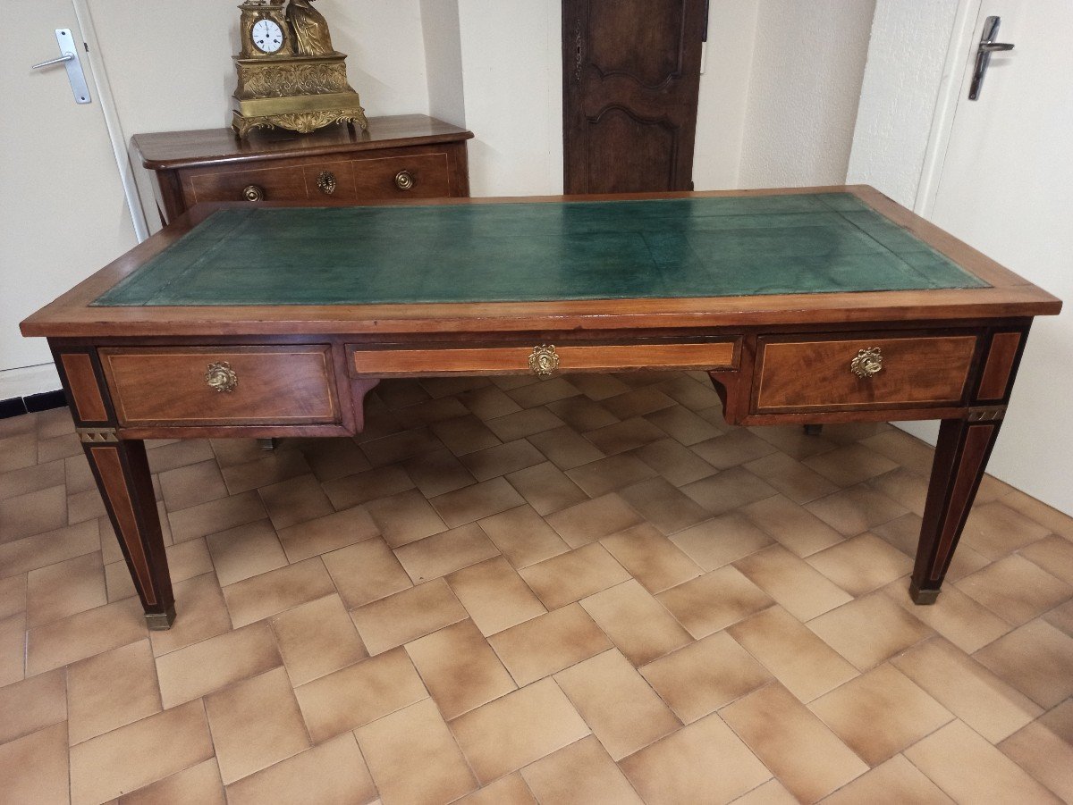 Large Louis XVI Style Flat Desk, 19th Century