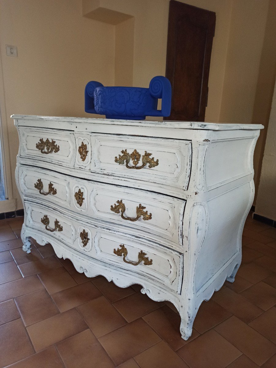 Commode galbée Louis XV d'époque XVIIIe Siècle-photo-3