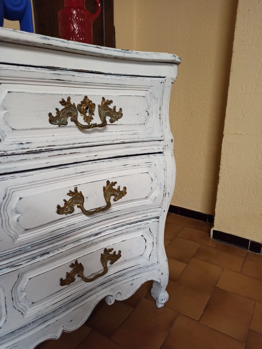 Commode galbée Louis XV d'époque XVIIIe Siècle-photo-5