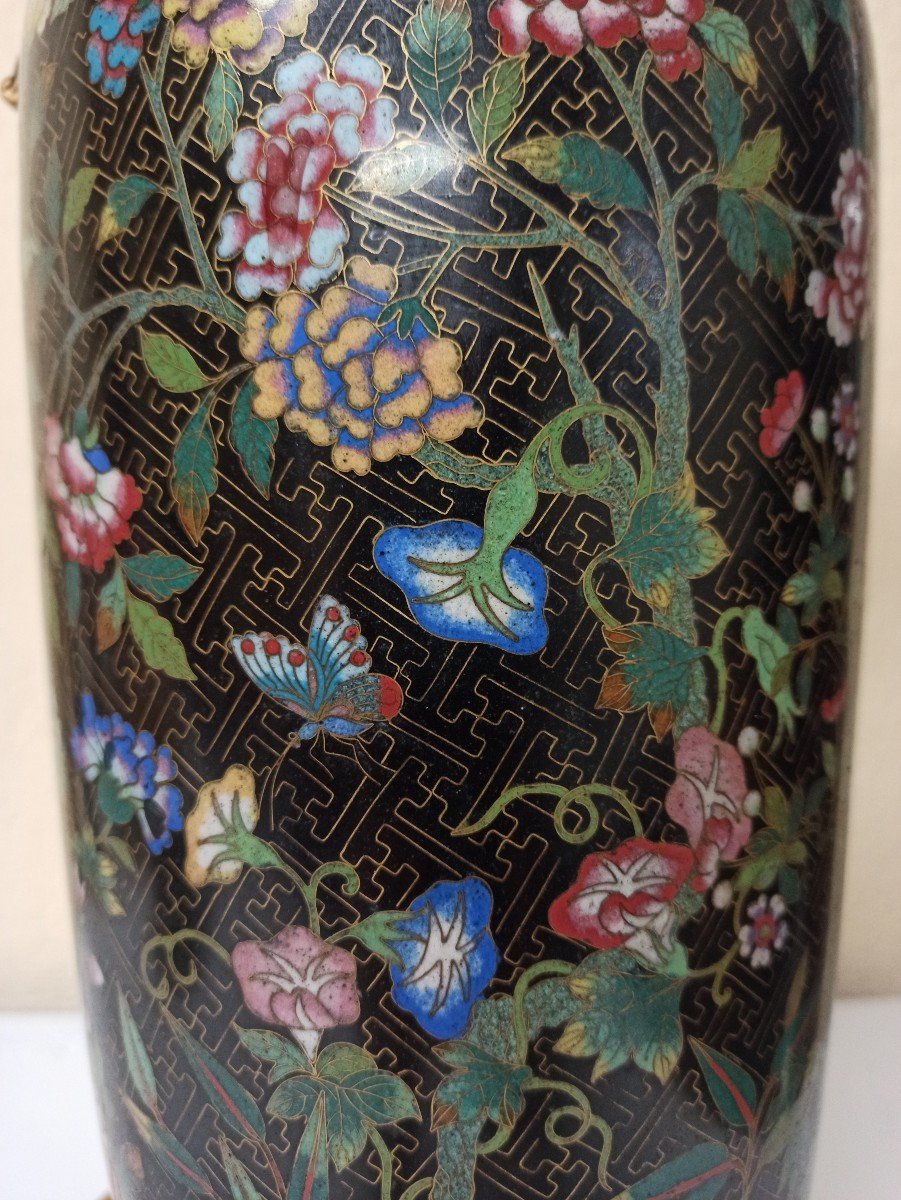 Grande Lampe En  émail Cloisonné Chine XIXe Siècle-photo-2