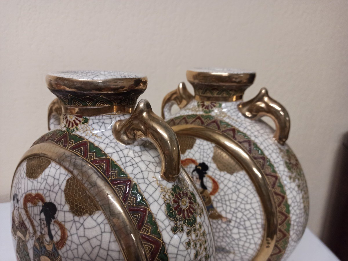 Pair Of Satsuma Earthenware Vases -photo-1