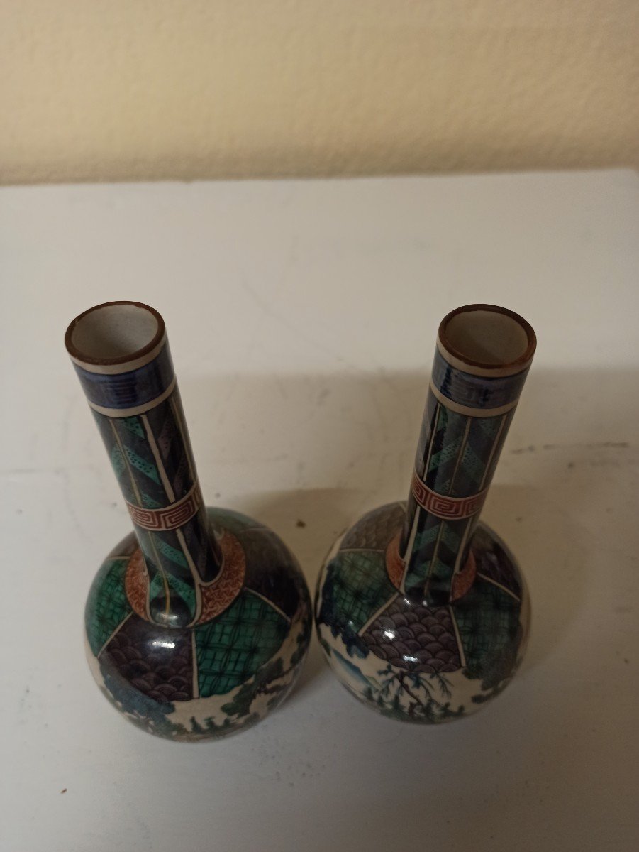 Pair Of Kutani Earthenware Vases From Japan-photo-1