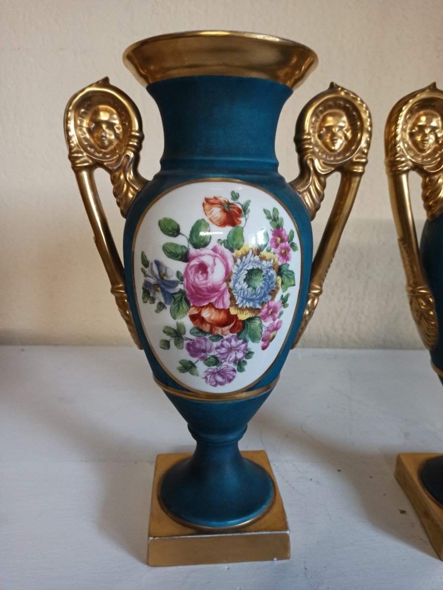 Pair Of  Style Restoration Period Porcelain Vases Smason-photo-2