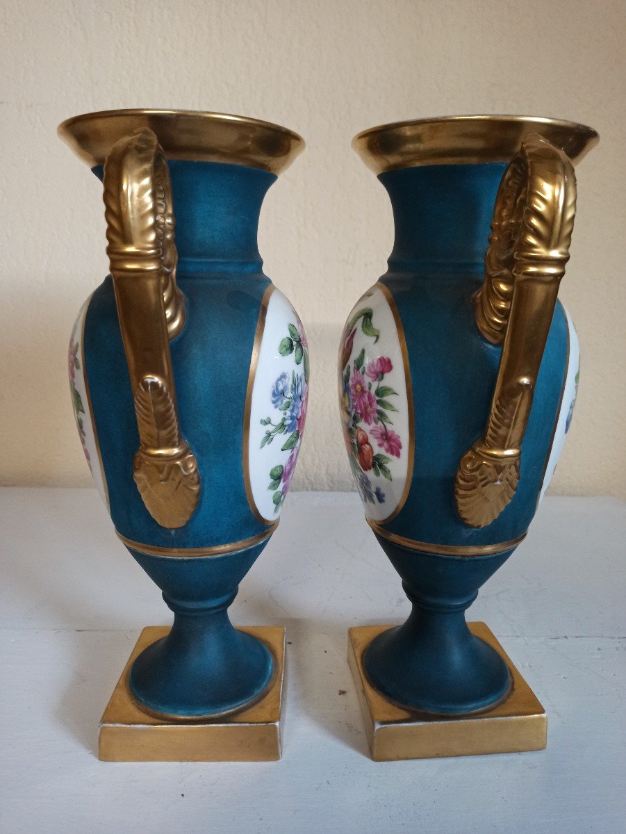 Pair Of  Style Restoration Period Porcelain Vases Smason-photo-4