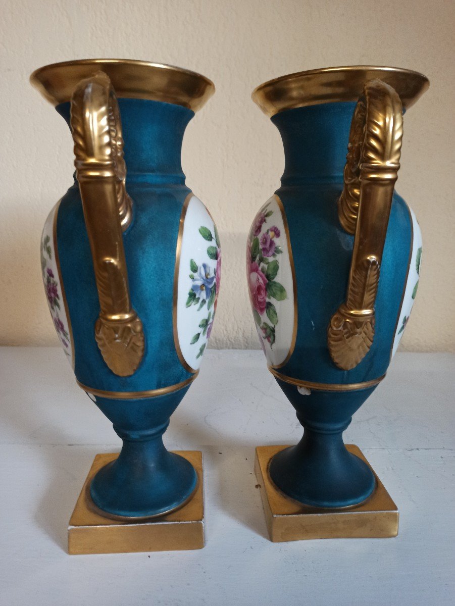 Pair Of  Style Restoration Period Porcelain Vases Smason-photo-2