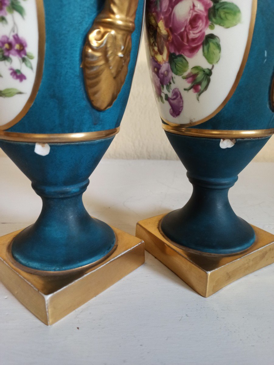 Pair Of  Style Restoration Period Porcelain Vases Smason-photo-3