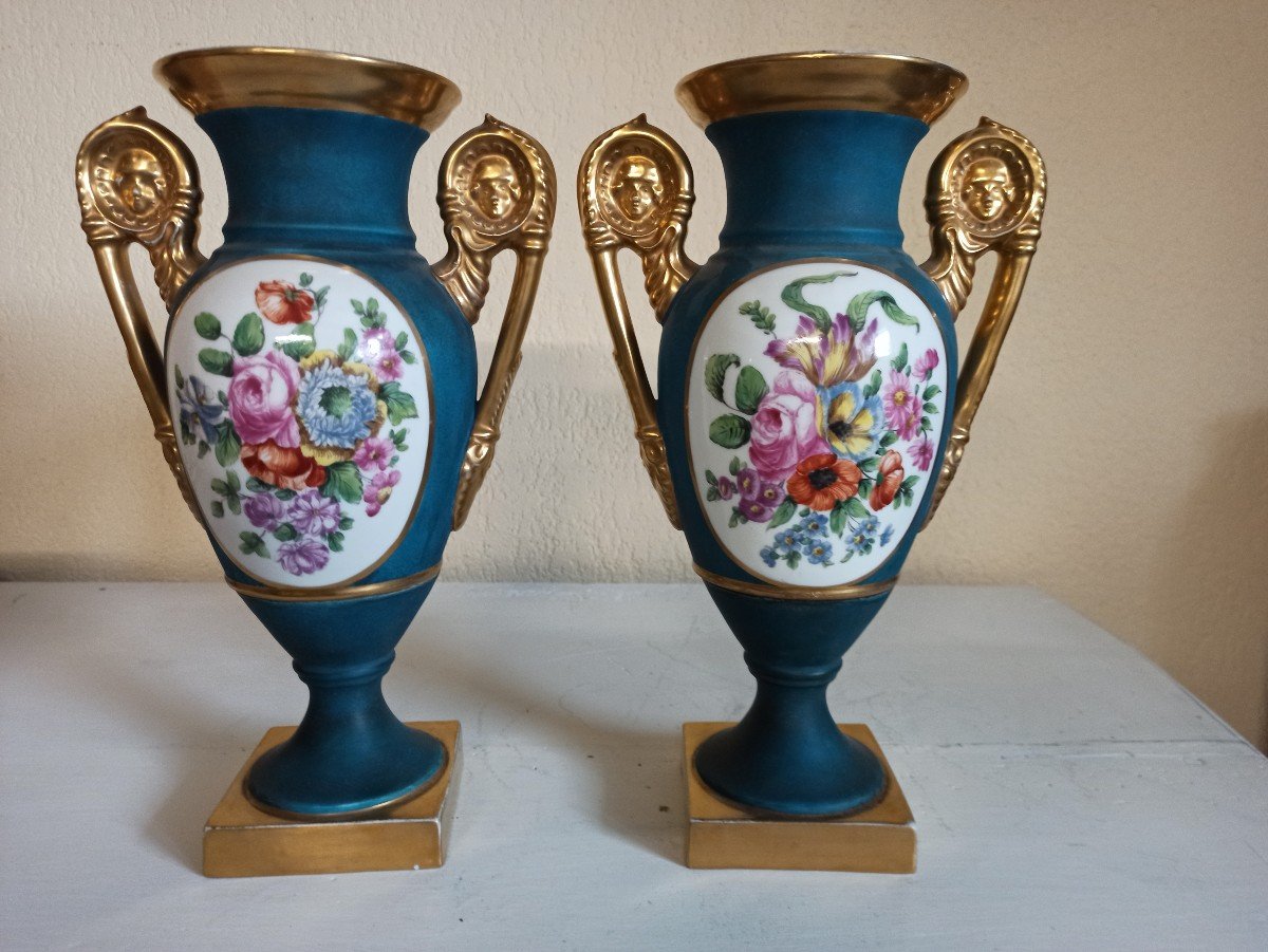 Pair Of  Style Restoration Period Porcelain Vases Smason