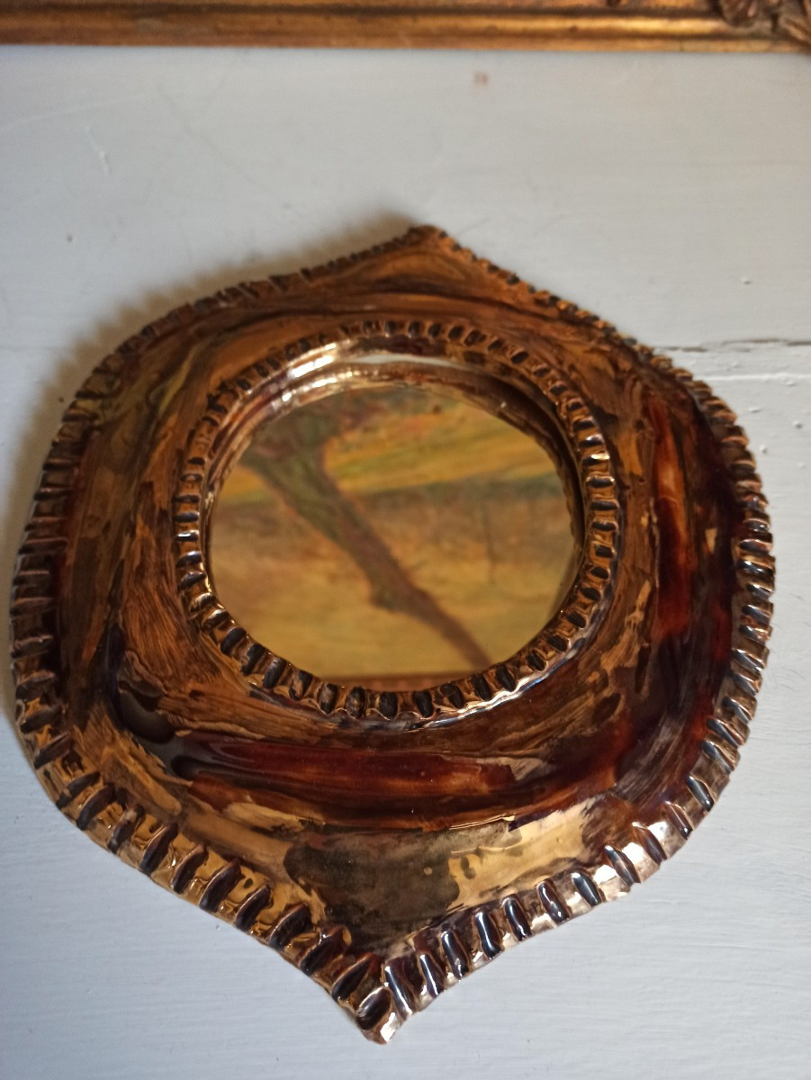 Small Vintage Ceramic Mirror-photo-3