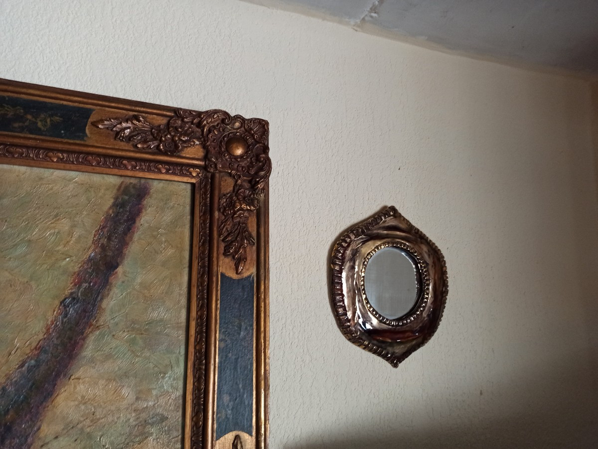 Small Vintage Ceramic Mirror-photo-1