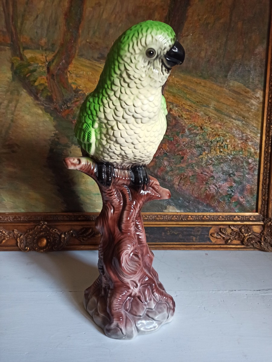 Large Vintage Ceramic Parrot-photo-2