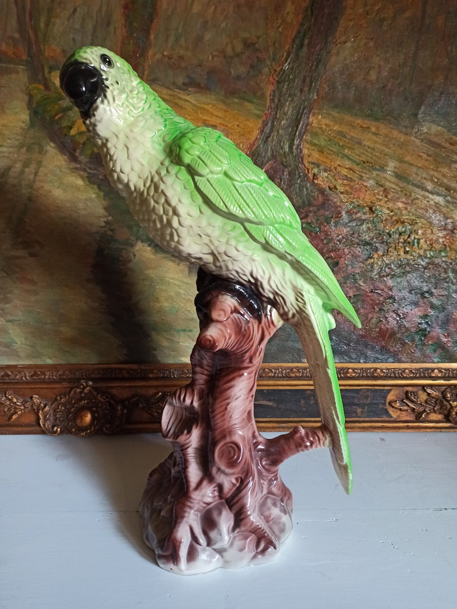 Large Vintage Ceramic Parrot