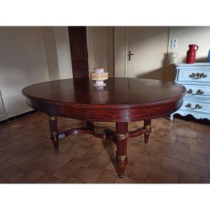 Large Oval Mahogany Table From The 19th Century