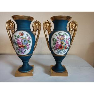 Pair Of  Style Restoration Period Porcelain Vases Smason