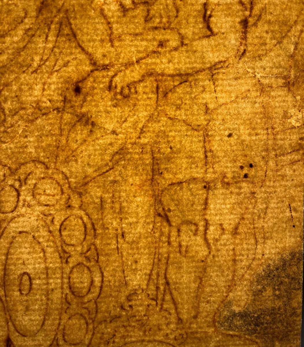 Ecole Italienne Du XVIIe Siècle, Mars Et Vénus Enlacés, Dessin Ancien-photo-3