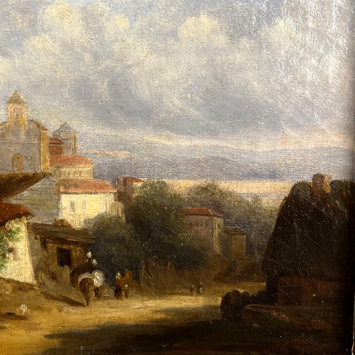 Léon Fleury (1803 - 1858) Paysage d'Italie, Huile Sur Toile, Tableau Ancien -photo-3