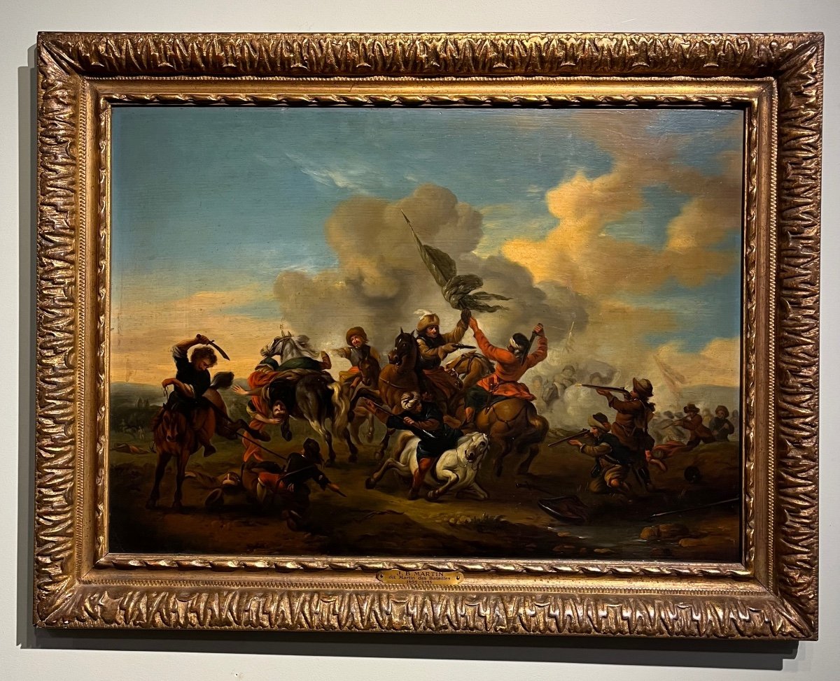 Att. Jean-baptiste Martin Des Batailles (1659-1735) Battle Scene Old Oil Painting-photo-1