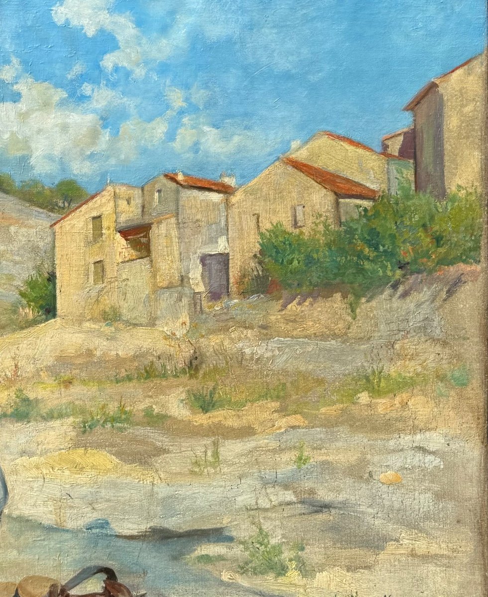 French School 19th Century Provence The Hunter's Rest Oil On Canvas South Of France -photo-2