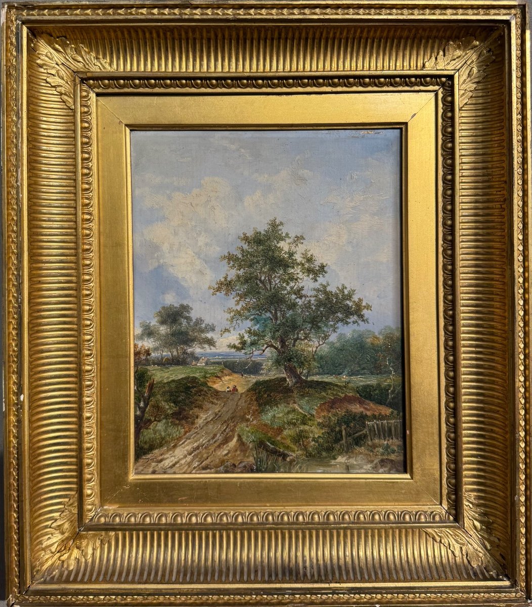 English School 19th Century Landscape Oil On Panel Old Painting 