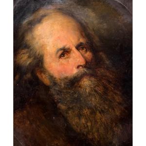 Attributed To Noel Hallé (1711-1781) Portrait Of An Old Man Oil On Paper Old Painting