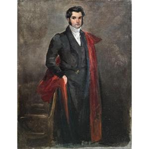 French School 19th Century Portrait Of A Man Oil On Canvas Old Painting 