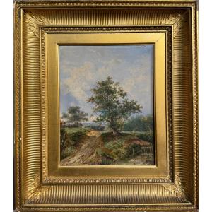 English School 19th Century Landscape Oil On Panel Old Painting 