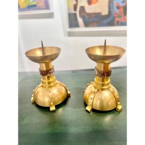 Pair Of Bronze Candlesticks