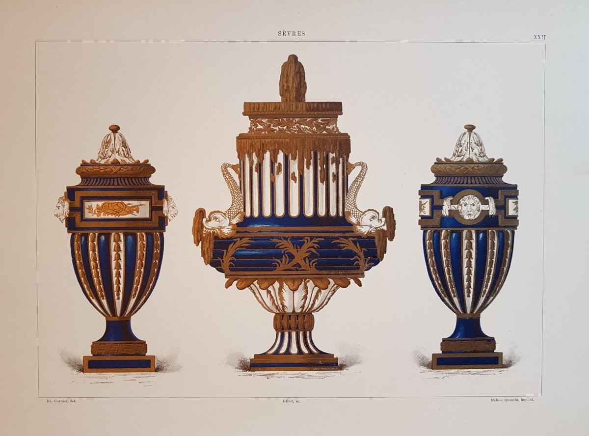 E Garnier Chromo Lithography Sevres 1892 Neo Classical Vases