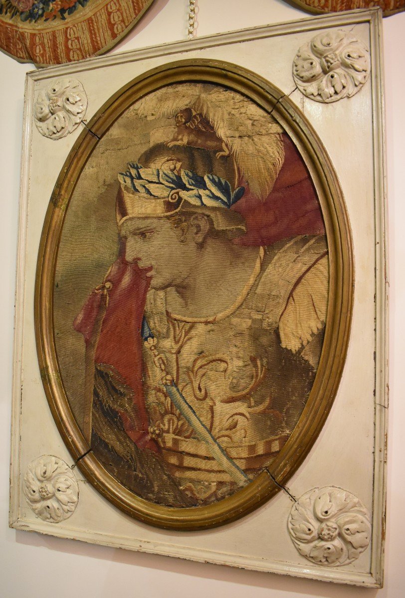 Médaillon En Tapisserie De Beauvais " Alexandre Le Grand" XVIII ème-photo-2