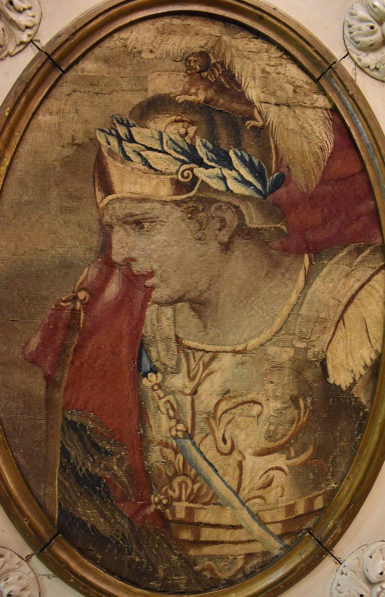Médaillon En Tapisserie De Beauvais " Alexandre Le Grand" XVIII ème-photo-4