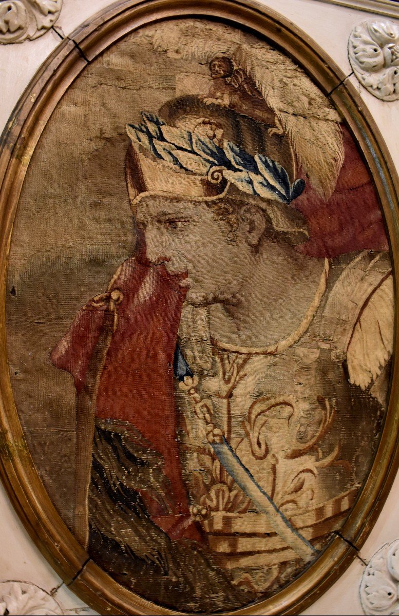 Médaillon En Tapisserie De Beauvais " Alexandre Le Grand" XVIII ème-photo-1