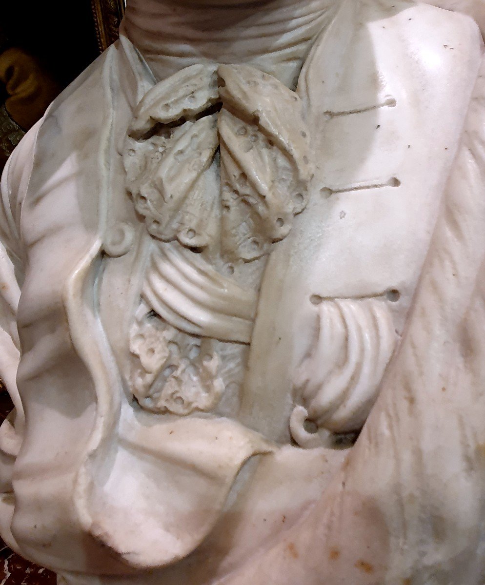 "louis XVI King Of France And Navarre" In White Carrara Marble Carved XVIII-photo-1